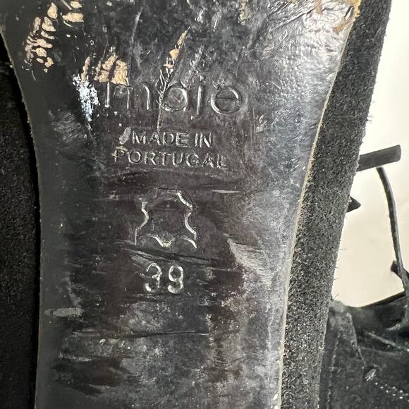 MAJE Fringed Heeled Ankle Bootie Boots Leather Suede Black Womens Size US 8 EU39 - Picture 8 of 10